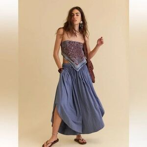 NEW Free People Free-est Quentin Siesta Seas Pants Mid-Rise Wide Leg BOHO XS